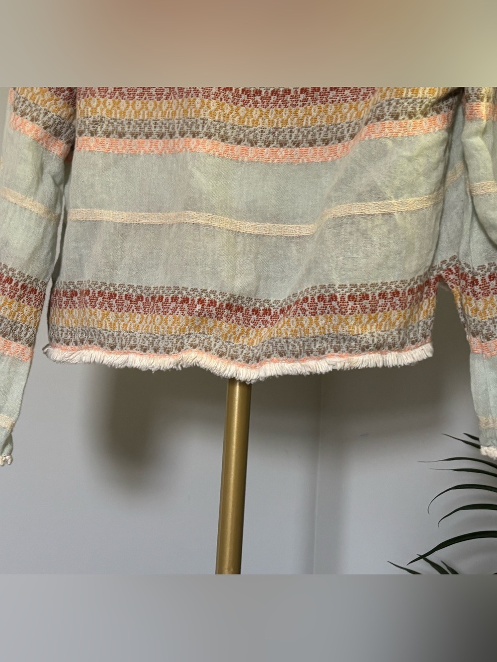 Zara Pastel Striped Button-Front Blouse - Picture 9 of 15